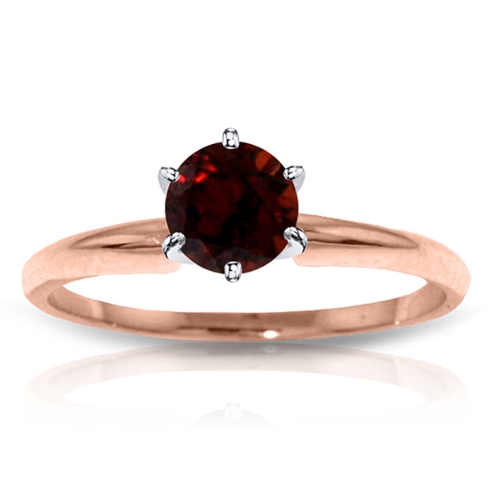 SOLID GOLD SOLITAIRE RING WITH NATURAL GARNET - Picture 1 of 5